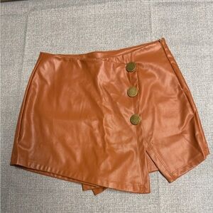 Haute Monde Tan Faux Leather Skirt